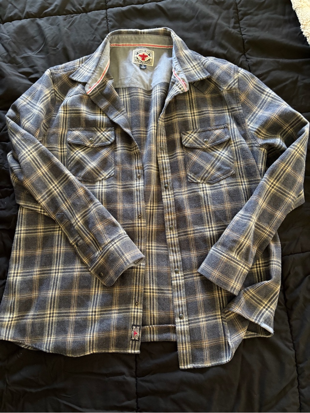 Men's Casual Blue Plaid Button-Down Shirt